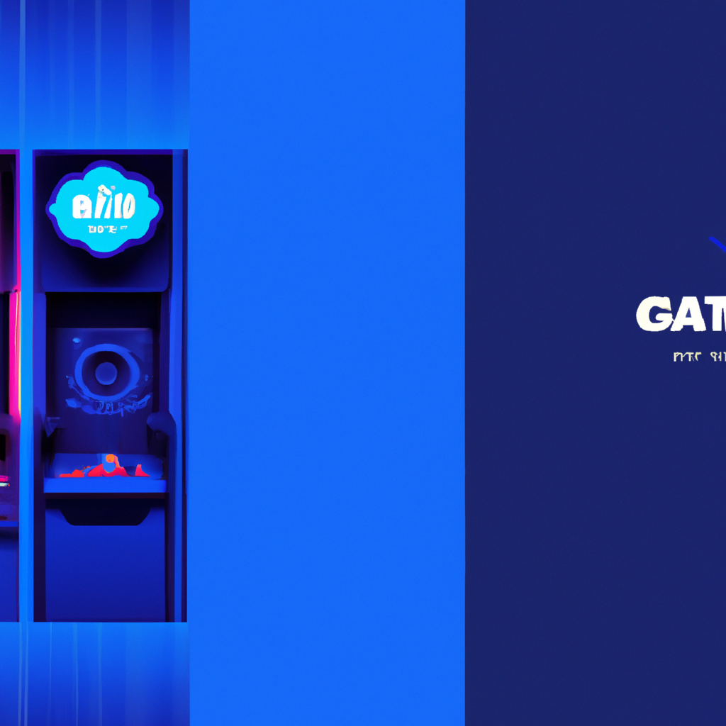 Arcade cabinet view with neon UI and player avatar